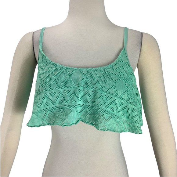 O'Rageous Medium Bikini Top Bandeau Ruffle Mint Boho - Picture 1 of 5